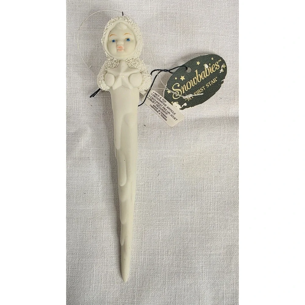 Dept 56 Snowbabies My First Star Icicle Ornament Bisque Porcelain Winged Vintage